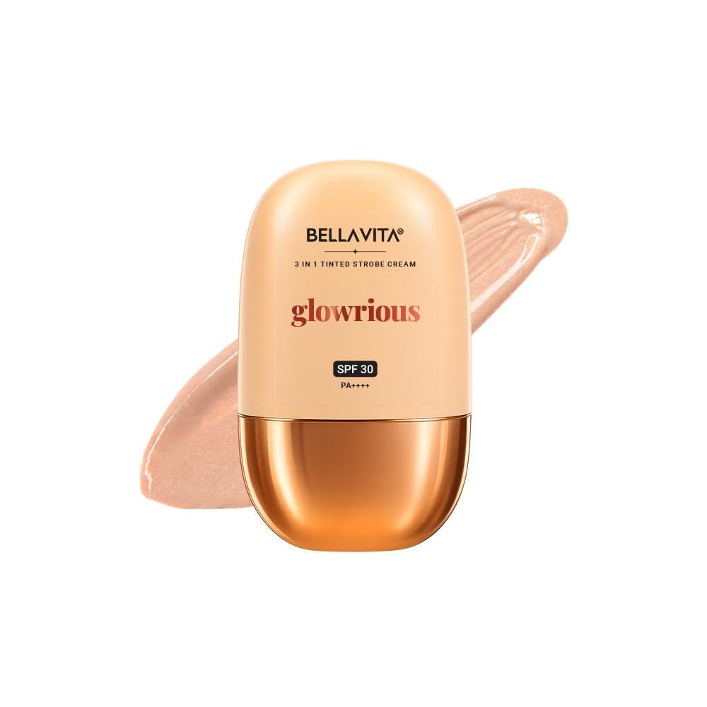 BELLAVITA Glowrious 3 in 1 Tinted Strobe Cream | Shade - Rosé Radiance | Sun Protection SPF 30 PA++++ | Lightweight texture | Non-greasy | Enriched with Hyaluronic Acid, Niacinamide, Cica Extract | Sulphate and Paraben Free | Mineral Oil Free | Skin Loving Formula | Multi-Use Illuminator | 30 ml-image-18