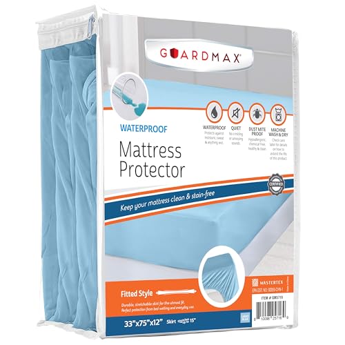 Image of Guardmax Jersey Knitted Cot Size Mattress Protector - Waterproof & Dust Mite Proof Mattress Cover with Stretchable Pockets - Soft, Comfortable, & Noiseless Waterproof Fitted Sheet.(33 x 75 X 12)