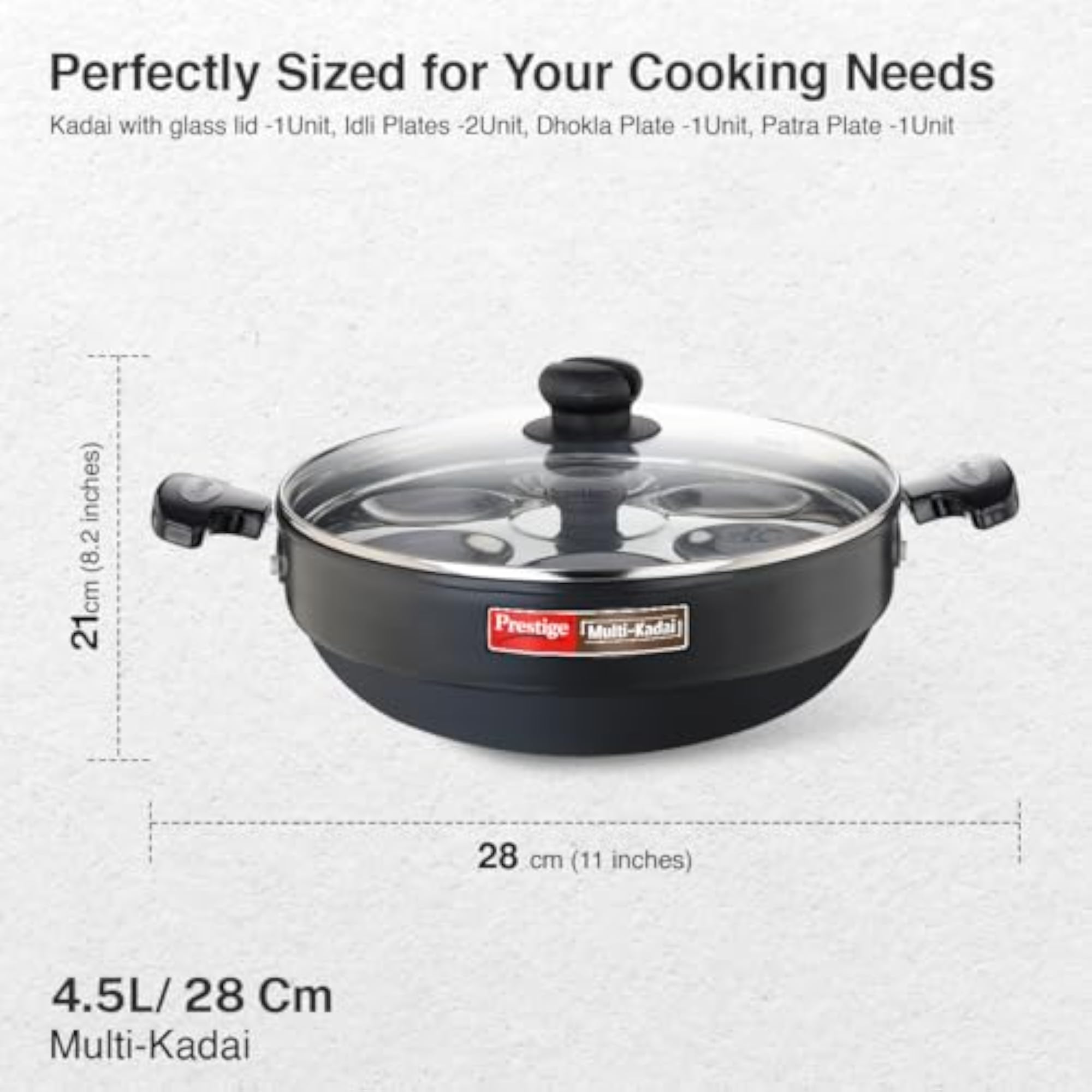 28cm Hard Anodised Multi Kadhai with Induction Base