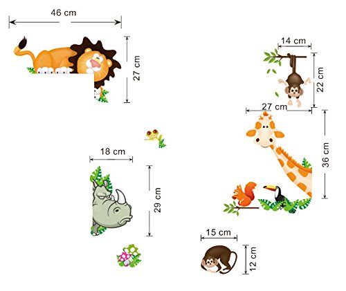 Mlm Lovely Giraffe Monkey Rhinoceros Lion Zoo Zoological Ggarden Art Wall Stickers Decal For Nursery Home Decor Children Courtyard Baby Room #TOP3