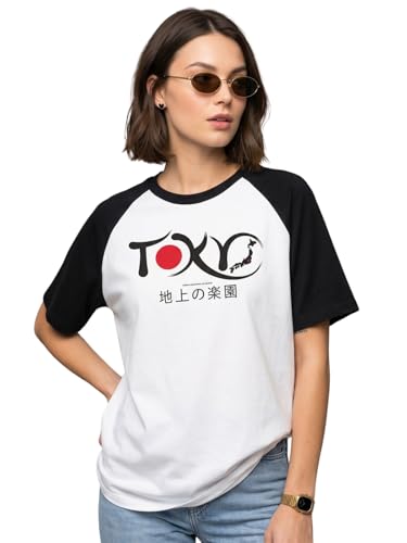 Image of JUNEBERRY Round Neck Drop Shoulder Round Neck Black & White Graphic Printed Pure Cotton Oversized Baggy Fit Half Sleeve T-Shirt for Women & Girls (Sizes: S to 2XL)
