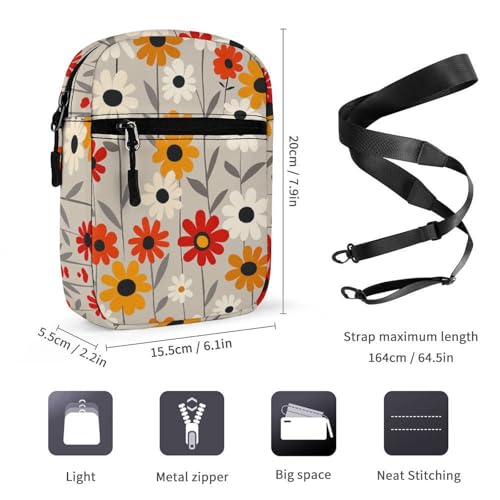 Personalized Small Crossbody Bag Water Resistant Messenger Bags Mini Retro Flower Design Printing SlingBag For Men Women2