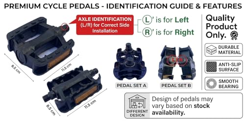 Image of Wavva ABS Strong Plastic Cycle Bicycle Pedal Set for MTB Mountain Senior Ranger Bikes Free Size with Axle for All Cycles (Black).