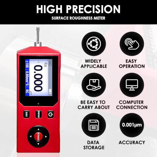 Image of Handheld Surface Roughness Tester,Ra /Rz /Rq /Rt,0.001 m Resolution, ISO, ANSI, DIN, JIS,Data Storage & Output,Calibration Block,NEAES'X S200