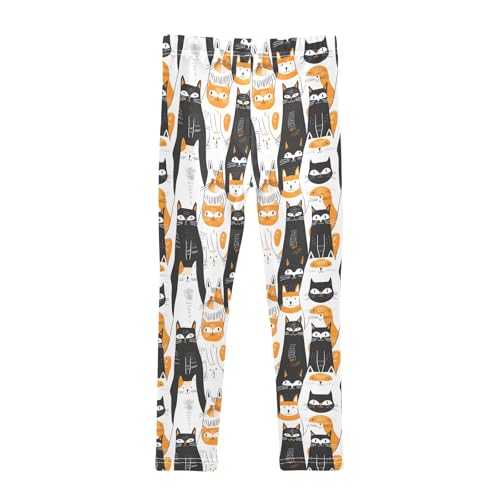 Hand Drawn Cats Girls Leggings Kids Yoga Pants Athletic Tights Pants 4-10 Years2
