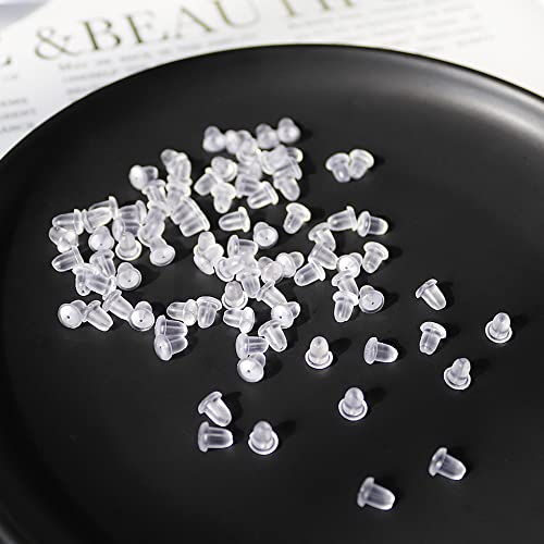 Kaunty Silicone Clear Earring Backs, 200 Pcs Bullet Clutch Safety Earring Backings Soft Back Pads Stopper Replacement For Fish Hook Earrings Studs Hoops (Large Size Diameter 5Mm) (05402) #TOP1