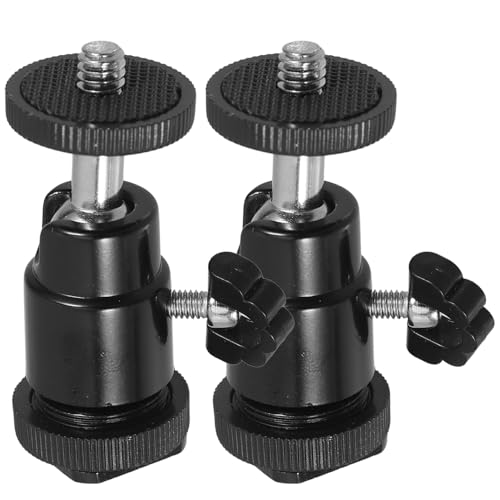 DOITOOL 1set Photography Fill Light Holder Tripod Head Car Action Camera Quad Flip Camera Tripod Mount Projector Tripod Ball Cam Rotating Compact Ball Head Camcorder Aluminum Alloy 2pcs