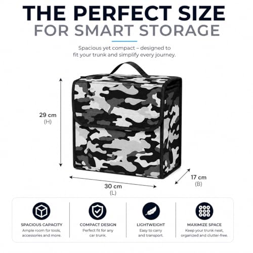 Image of JVCV Car Trunk Boot Organizer with Camouflage Pattern - Anti-Slip Car Storage Box for SUV Sedan Truck Minivan | Durable Multipurpose Car Accessories Organizer (Camo - Small)