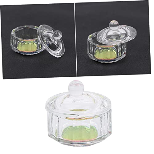2pcs Mini Taza de Cristal para Uñas con Tapa miniatura 3
