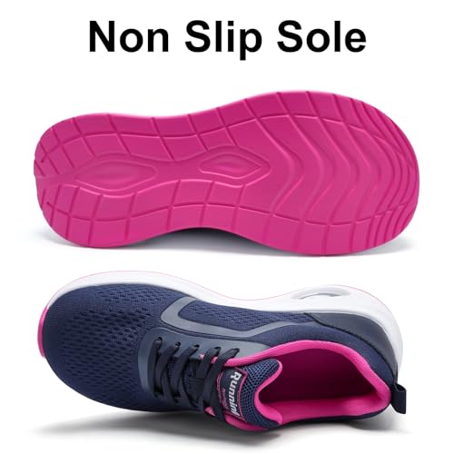 Femklick Womens Wide Width Air Cushion Walking Shoe Mesh Sneakers Navy 8 — view 6