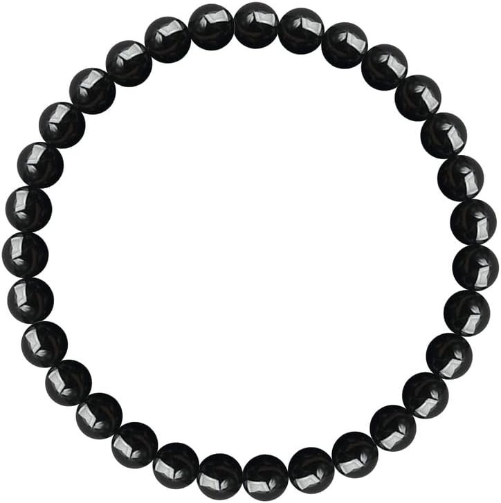 Cuentas negras para hacer pulseras, cuentas de piedras preciosas curativas de turmalina natural, cuentas redondas de 0.236 pulgadas a granel, se