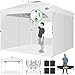 Cobizi Tonnelle Pliante 3x3 Imperméable Tonnelle De Jardin Exterieur,3 Panneaux Latéraux,Tonnelle Pliante Imperméable,Convient pour Le Camping, Les Festivals, Barnum avec 4 Sacs,Sable，Blanc