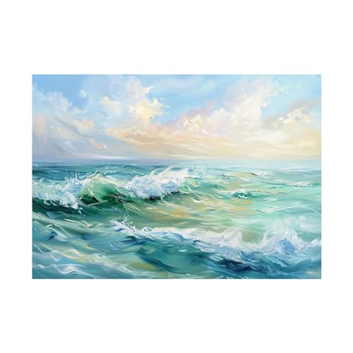 Tableau paysage de vagues de mer 60x80cm pour illuminer une pièce sombre