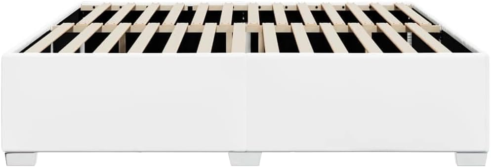 California King Bed Frame White Platform Sturdy Durable Slatted Foundation Modern Minimalist Bedroom Furniture Mattress Support Easy Assembly No Box Spring Needed