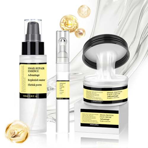 Snail Mucin, Snail 96 Mucin 100ml + Advanced Snail 92 All in One Cream 100g + Snail Peptide Eye Cream 17ml, Set Skincare Illumina Il Tono Della Pelle, Riduce Linee Sottili e Occhiaie