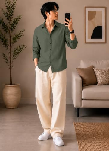 Image of Trendy Threads Men's Stylish Solid Shirt | Full Sleeve Regular Fit Casual Look | Button Down Shirt for Men 