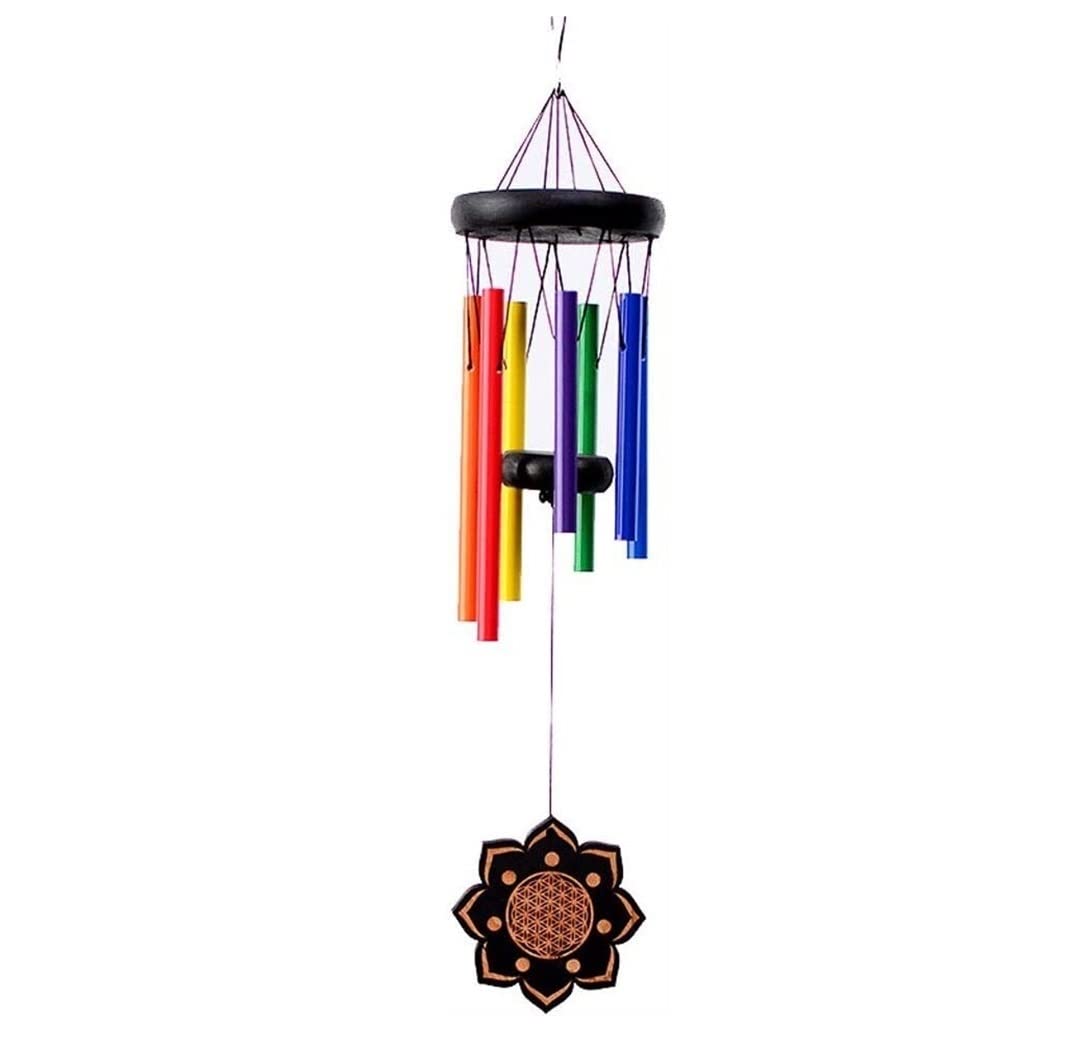 Dzwonki Wietrzne do Domu, Ogrodu Wind Chimes 7 Tube Chime Lotus Wisiorek Do Domu Wisząca Dekoracja