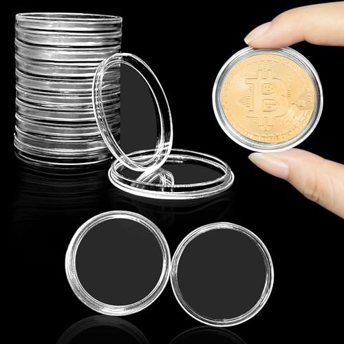 BLMHTWO 10 StüCk MüNzkapseln, MüNzen Aufbewahrung 40mm Rund Klar MüNzkoffer Professionell GeschüTzte Versiegelte Lagerung MüNzhalter für Sammler Silber Bar MüNzsammlung ZubehöR