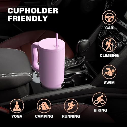 Image of Stainless Steel 1200 ml Vacuum Tumbler with Lid & Straw - Double‑Wall Insulated Cup for Travel, Gym & Office - Keeps Beverages Hot or Cold - 1.2 L Capacity (Lavender Mist)