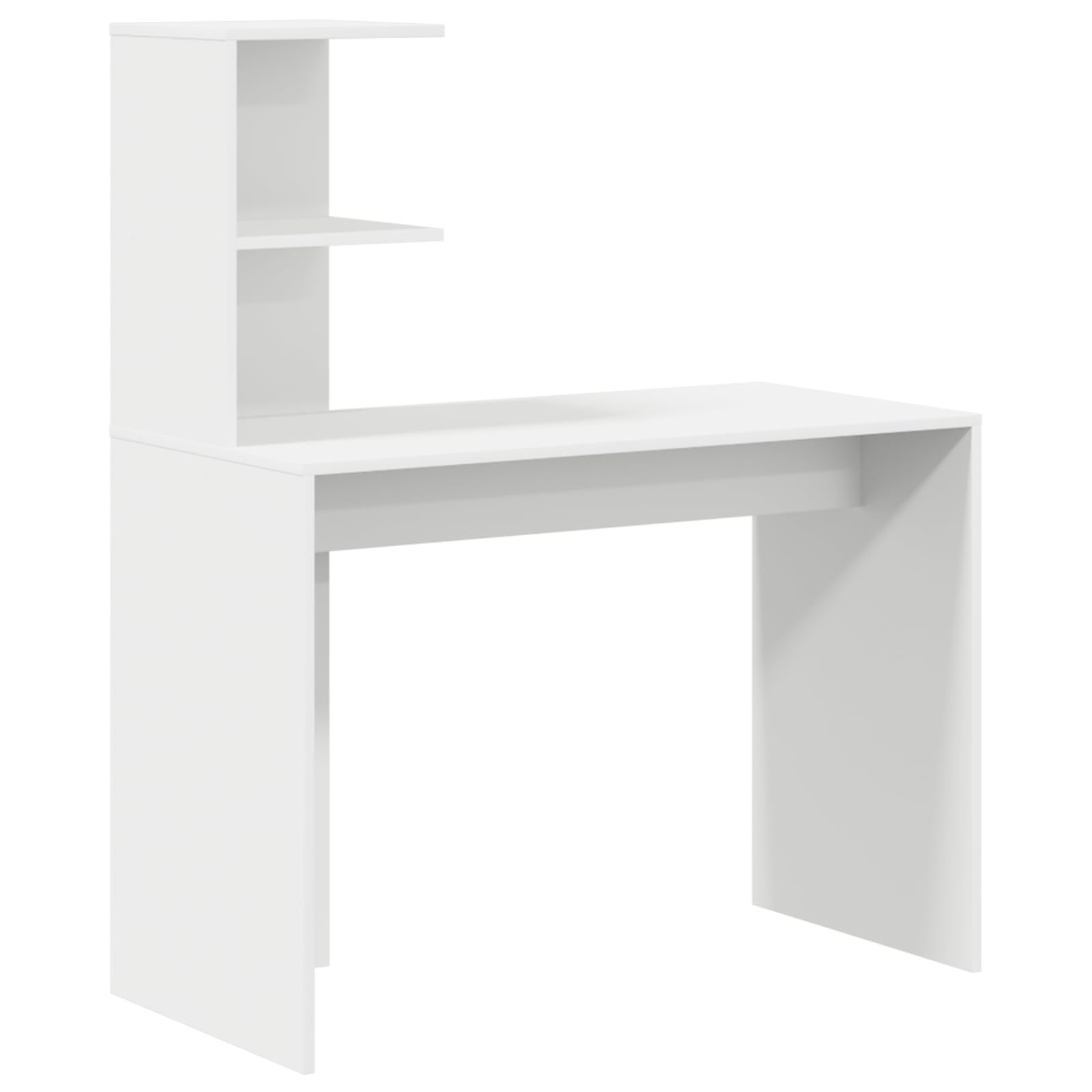 Scrivania con vano portaoggetti, in legno bianco, postazione di lavoro moderna, per ufficio, versatile, scaffali, struttura robusta, superficie antigraffio, durevole