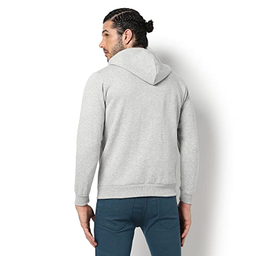 Image of CAHOOT Men's Dark Blue Zip-Front Hoodie with Contrast Drawstring for Casual Wear | Long Sleeve | Hooded Neck | Zipper Closure | Cotton Sweatshirt Crafted with Comfort Fit for Everyday Wear