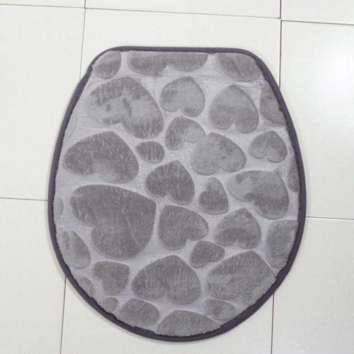 rutschfeste 3 Badteppich Set Super Soft Badteppich und WC Vorleger Memory Foam Pebble Dusche Matte Schnell trocknend Badezimmer Matte Teppich, U-förmigen Contour Matte und WC-Sitz Bezug,Grau – Bild 7