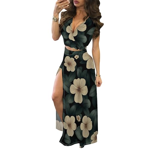 Image of MESLIMA Two Piece Dresses Sets for Women Summer Boho Maxi Dresses
