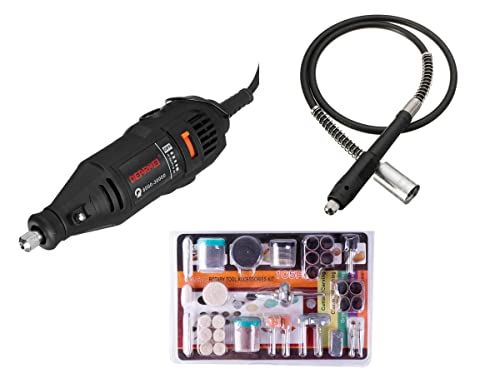 Image of AASONS Mini Die Grinder Rotary Tool Variable Speed | Drilling, Sanding, Buffing, Polishing, Engraving | Dremel Type Electric Compact 130W (Machine + Flexible Shaft with 105pc Accessories)