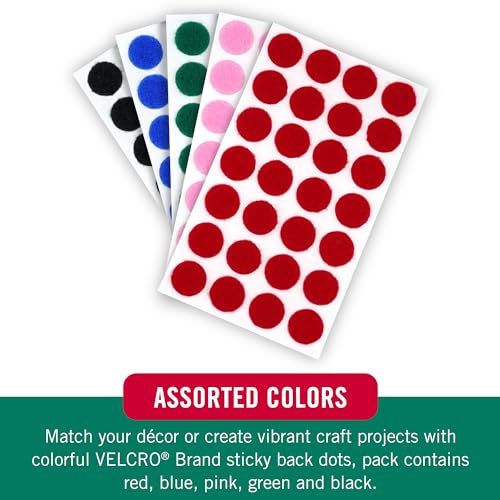 Image of VELCRO Brand Dots with Adhesive Color Assortment, 140 Sets of 5 /8 Inch Hook and Loop Circles for Teacher Resources, Scrapbooks, Posters, DIY Craft Kits, and Home or School Organization Projects