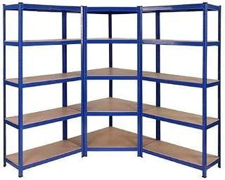 Heavy Duty Garage Corner shelving kit, 1 Corner unit 1500mm x 750mm x 300mm & 2 Shelving units 1500mm H x 750mm W x 300mm D Massive Storage Capacity of 2250KG + FREE NEXT DAY DELIVERY