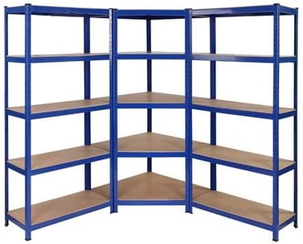 Heavy Duty Garage Corner shelving kit, 1 Corner unit 1500mm x 750mm x 300mm & 2 Shelving units 1500mm H x 750mm W x 300mm D Massive Storage Capacity of 2250KG + FREE NEXT DAY DELIVERY