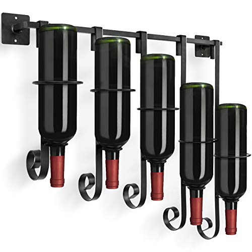 Sorbus 5 Bottle Wall Mounted Wine Rack - Bordeaux Chateau Style - Holds