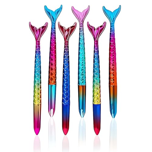 6 Piezas Bolígrafos Sirena Degradado Se Utiliza, Cola de Pescado Bolígrafo, Forma De Sirena...