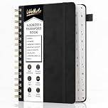 WEMATE Spiral Address Book with Alphabetical Tabs, Leather Password Book, Address Organizer Telephone Notebook Journal Keep Contact Safe Hardcover Large Print for Seniors Home Office 5.8″×8.2″, Black
