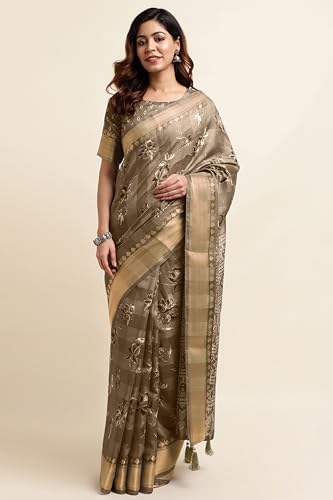 Image of MIRCHI FASHION Women Saree Cotton Blend Kalamkari Printed | Comfortable Office and Regular Daily Use Sari with Unstitched Blouse Piece