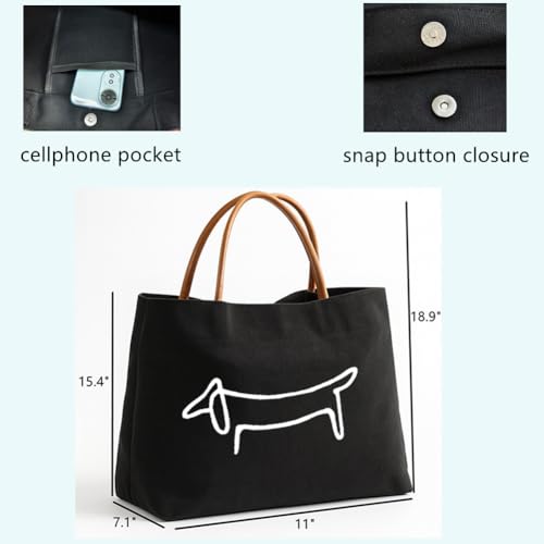Bolsa Tote con Diseño de Perro Salchicha para Amantes de Mascotas miniatura 5