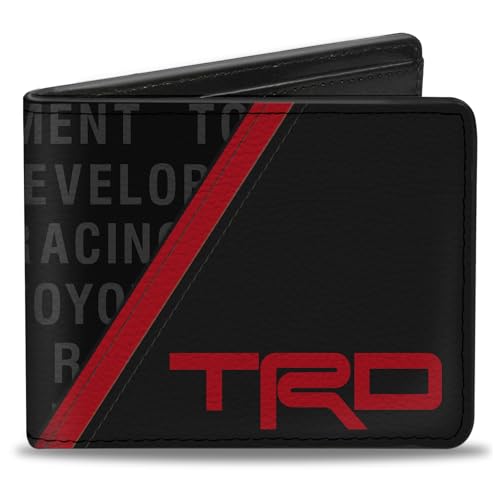 Toyota Wallet, Bifold, TRD Logo and Toyota Racing Development Text Stripe Black Red, Vegan Leather