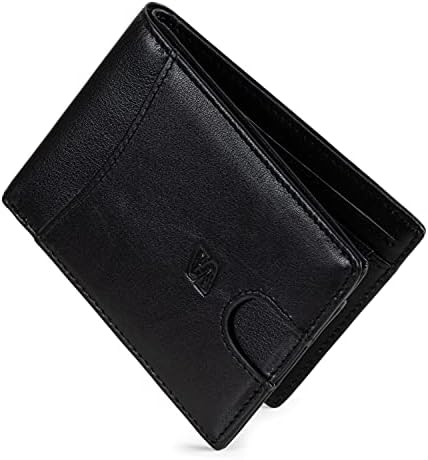 SERASAR | Męski Czarny Portfel [Clever] Premium Wykonany Z Prawdziwej Skóry | 11 Miejsc Na Karty | Opcjonalnie Z/Bez Kieszonki Na Monety | Ochrona RFID | Przedział Na Banknoty | Pudełko Prezent