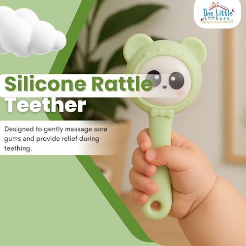 Image of THE LITTLE LOOKERS Teether for Baby | Musical Rattle Teethers for 3 to 24 Months | Silicone Rattle Teether | BPA-Free for Easy Teething | Jhunjuna, Baby Feeding Toys (Green)