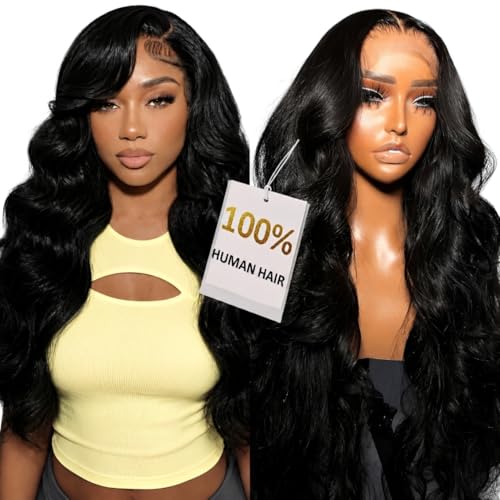 HOT STAR 13x6 Lace Front Wigs Human Hair Body Wave Wig 100% Human Hair [2-year life] 28 Inch Body Wave Lace Front Wigs Natural Black Color HD Lace Frontal Wigs for Black Women 200% Density