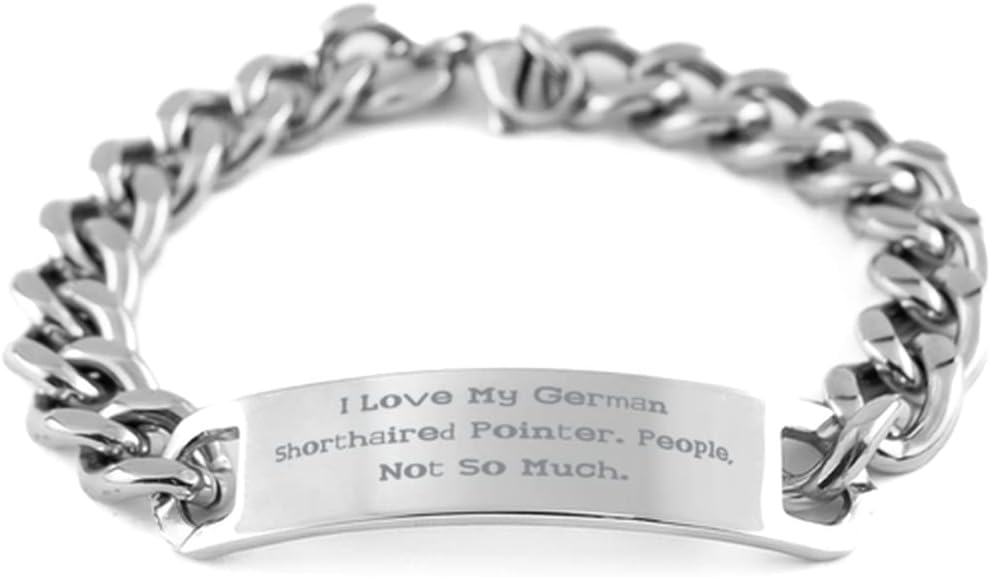 Fun German Shorthaired Pointer Dog Gifts, I Love My German, Holiday Cuban Chain Bracelet for German Shorthaired Pointer Dog