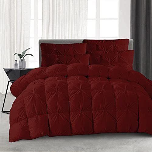 Ocean Beddings All-Season 600 Gsm Wine Goose Down 3 Pieces Quiled Pinch Pleated Comforter Set (Comforter + 2 Pillow Cases) 1000 Series Egyptian Cotton Duvet Insert Emperor King #TOP2