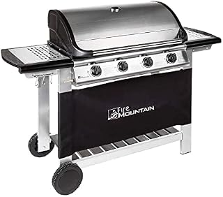 Fire Mountain - 4 Burner Gas BBQ, Large Gas BBQ, Perfect for Larger Gardens and Families, Outdoor BBQ Grill, Quad Control, Stainless Steel Burners, Large Cooking Griddle, 140 (W) X 106 (H) X 56 (D)