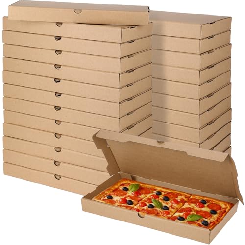 AmazingSpark 50 Pcs Pizza Flatbread Boxes, Kraft, 14 x 7 x 1.5 Inch