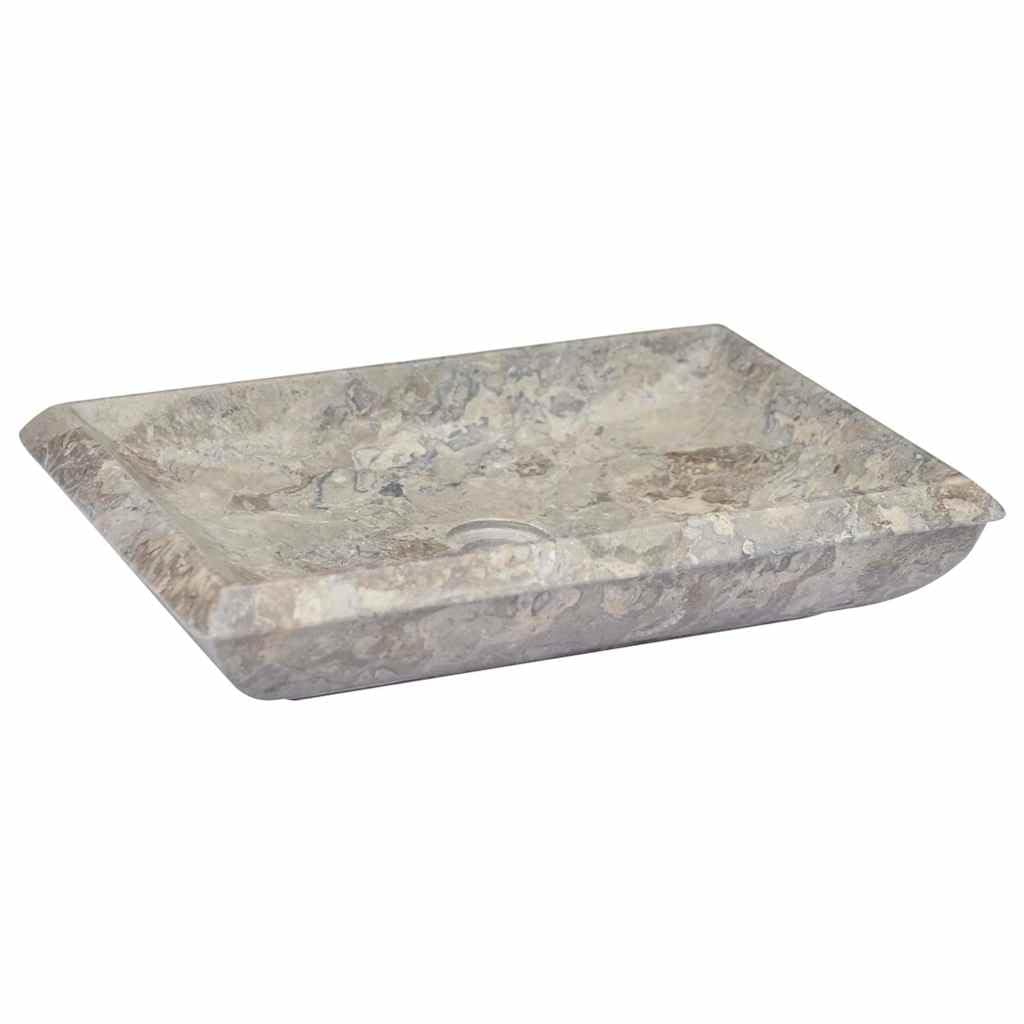 Lavabo para baño de mármol gris con superficie de fácil limpieza