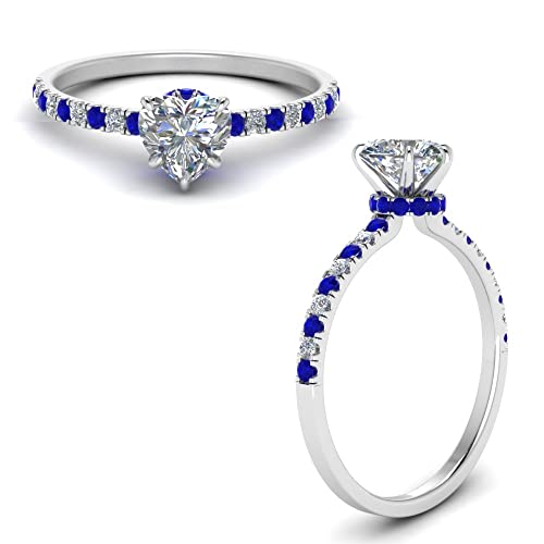Image of Choose Your Gemstone Hidden Halo Petite Diamond CZ Ring Sterling Silver Heart Shape Halo Engagement Rings Everyday Jewelry Wedding Jewelry Handmade Gifts for Wife US Size 4 to 12