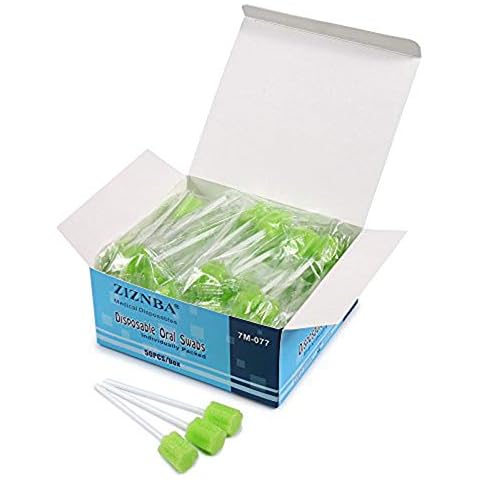 ZIZNBA (50 Pack) Disposable Oral Swabs, Sterile Dental Sponge Swabsticks Unflavored for Mouth & Gum Cleaning Cover