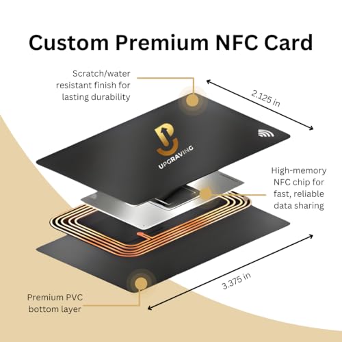 Upgraving Customizable Metal Digital Business Card for Networking - NFC Digital Business Card with QR Code - Tap to Share Technology - No App or Subscription Required (Black) - Thumbnail 3