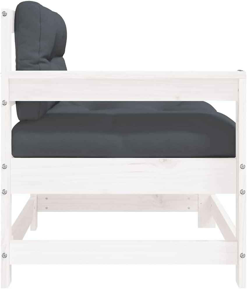 Rustic White Garden Chair Solid Pine Wood Modular Outdoor Seating 24.4 x 26 x 27.8 in Compact Patio Loveseat for Garden Balcony and Terrace