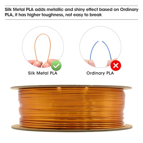 Image of eSUN Silk Metal PLA Filament 1.75mm, Silky Metallic 3D Printer Filament PLA, Dimensional Accuracy + /- 0.05mm, 1KG Spool (2.2 LBS) 3D Printing Filament for 3D Printers, Silk Copper